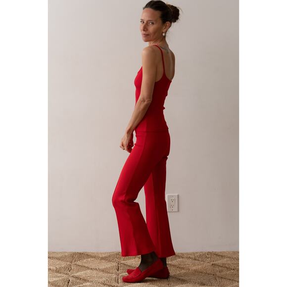 NWT Donni the Rib Kick Flare Pant in Bell Pepper Sz XXS Red Stretch Cropped - Picture 3 of 10